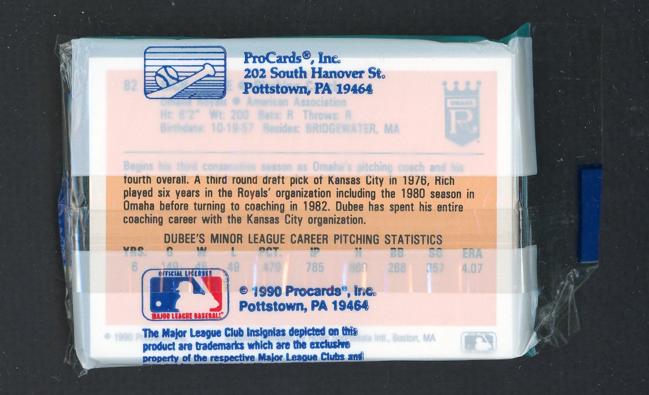 1990 Pro Card Omaha Royals Complete Set Bobby Meacham 543839