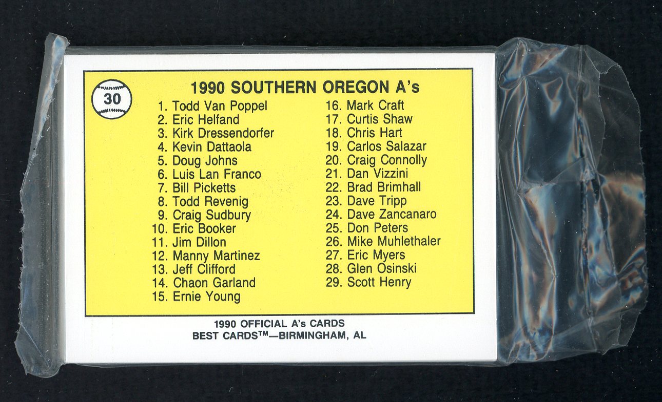 1990 Best Southern Oregon A's Complete Set Todd Van Poppel 543865