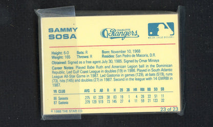 1988 Star Charlotte Rangers Complete Set Sammy Sosa 543903