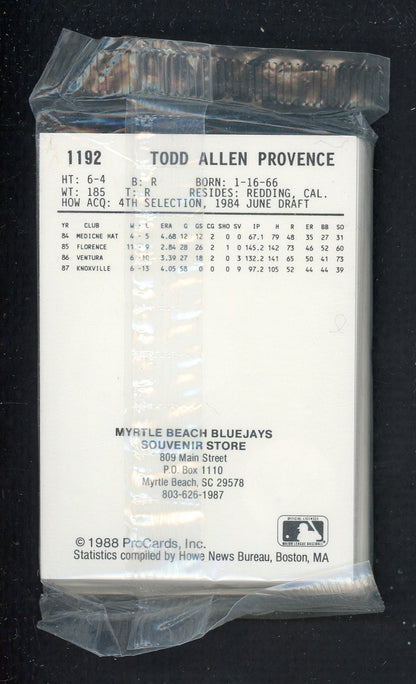 1988 Pro Card Myrtle Beach Blue Jays Complete Set Luis Sojo 543938