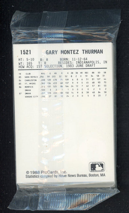 1988 Pro Card Omaha Royals Complete Set Jeff Montgomery 543942
