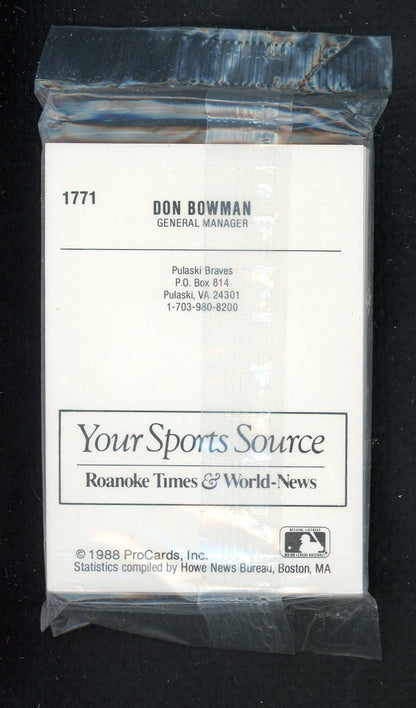 1988 Pro Card Pulaski Braves Complete Set Smoky Burgess 543952