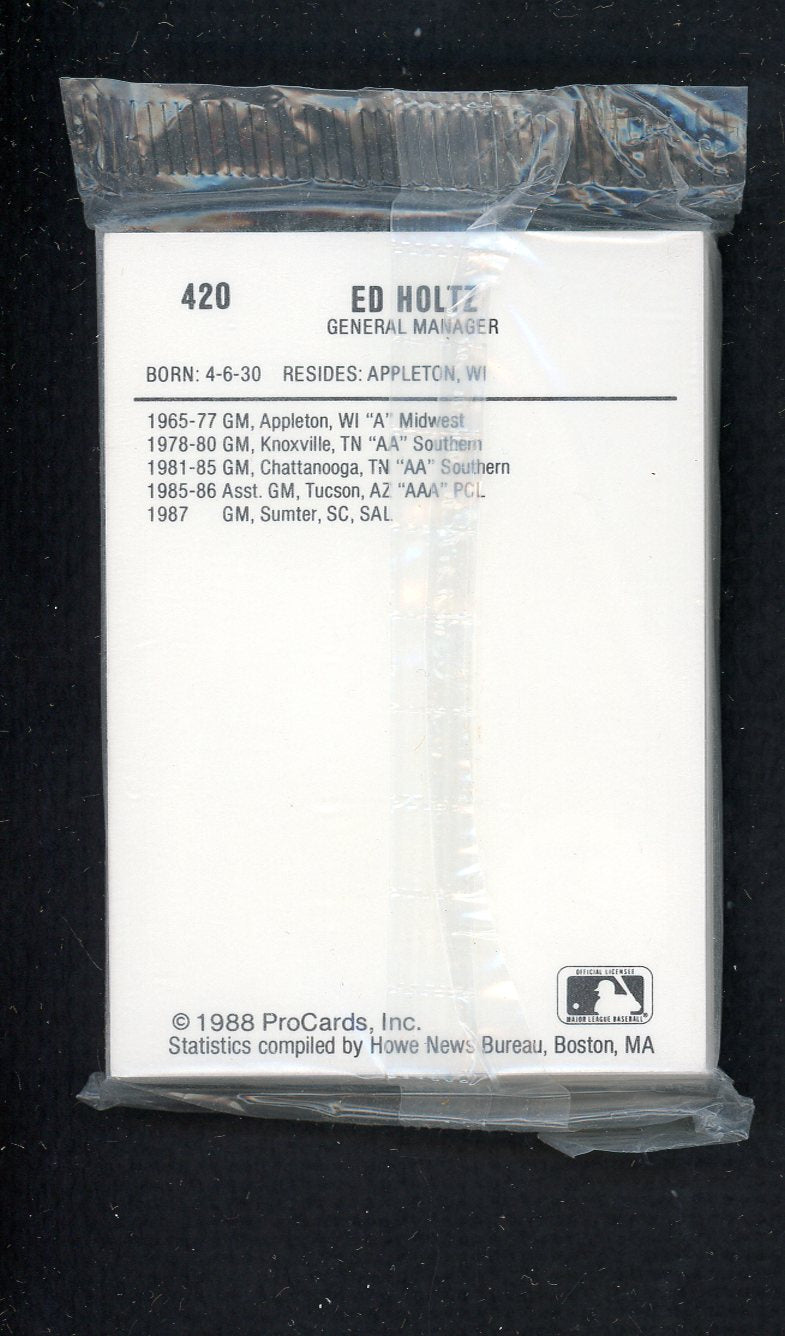 1988 Pro Card Sumter Braves Complete Set Ned Yost 543968