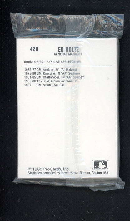 1988 Pro Card Sumter Braves Complete Set Ned Yost 543968