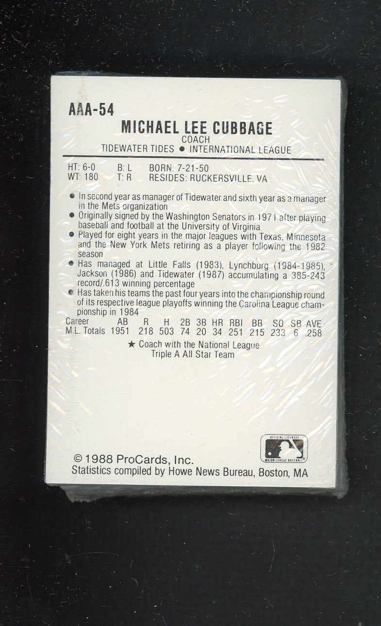 1988 Pro Card Triple A All Stars Complete Set Gregg Jefferies 543974