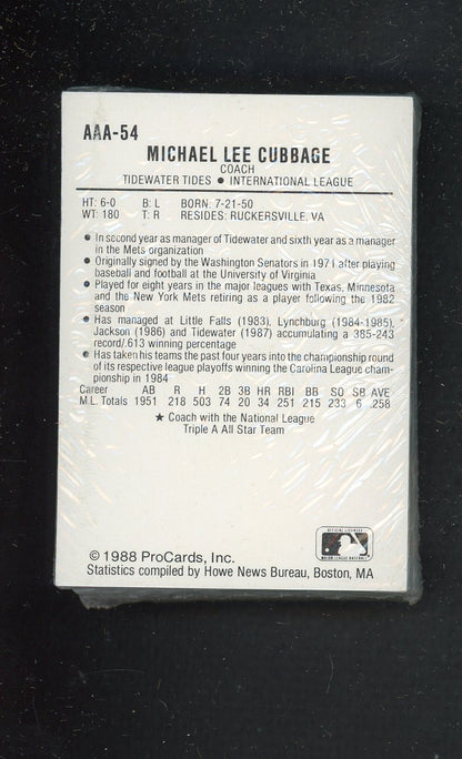 1988 Pro Card Triple A All Stars Complete Set Gregg Jefferies 543974