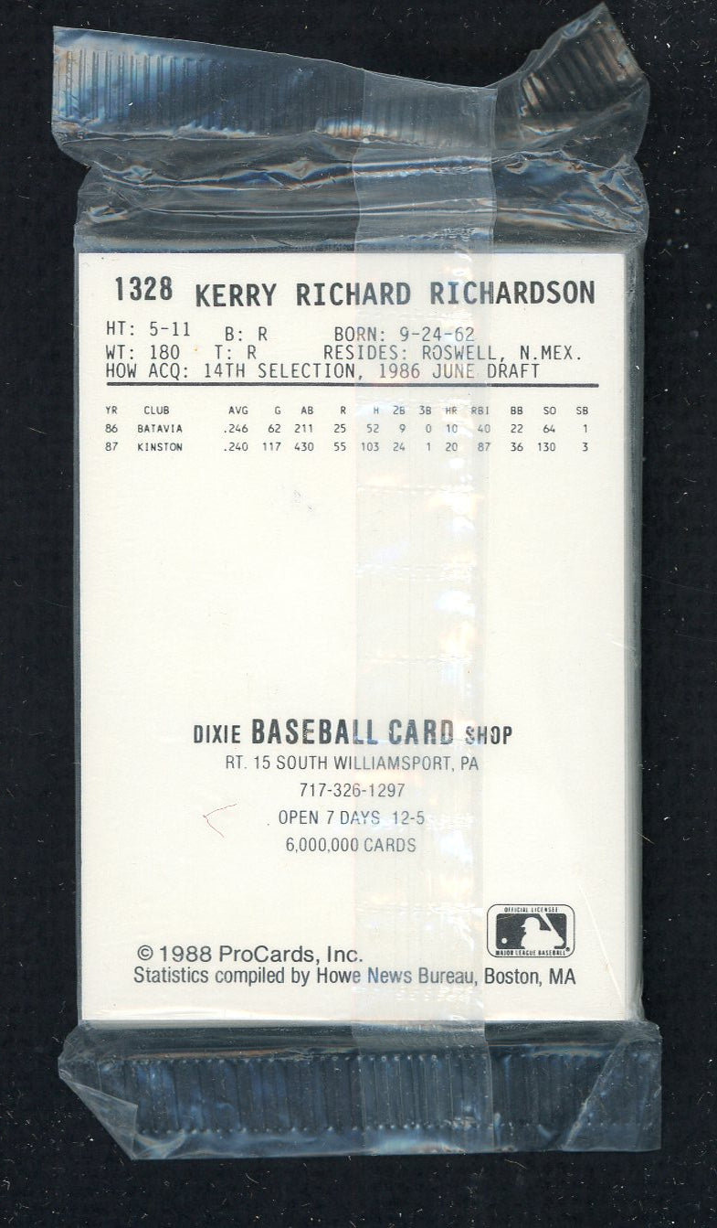 1988 Pro Card Williamsport Bills Complete Set Mike Hargrove 543983