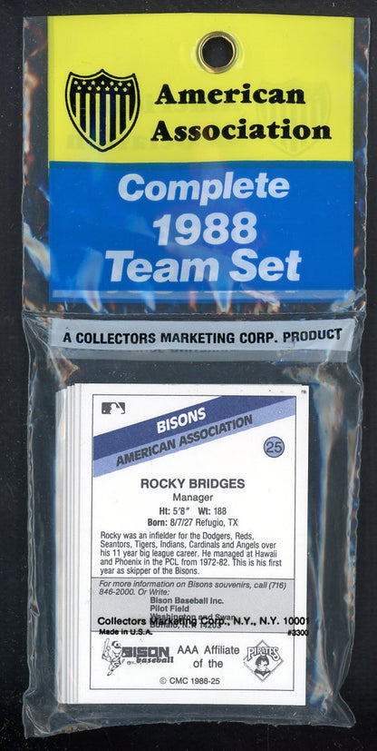 1988 CMC Buffalo Bisons Complete Set Rocky Bridges 543988