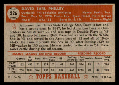 1952 Topps Baseball #226 Dave Philley A's EX-MT 544297