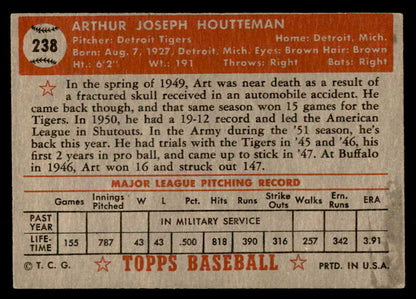 1952 Topps Baseball #238 Art Houtteman Tigers EX-MT 544308