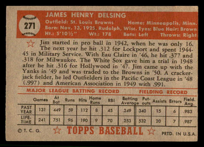 1952 Topps Baseball #271 Jim Delsing Browns EX-MT 544338