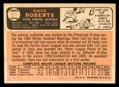 1966 Topps Baseball #571 Dave Roberts Pirates EX-MT 544509