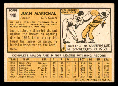 1963 Topps Baseball #440 Juan Marichal Giants EX 544584