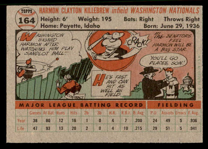 1956 Topps Baseball #164 Harmon Killebrew Senators EX Gray 544680