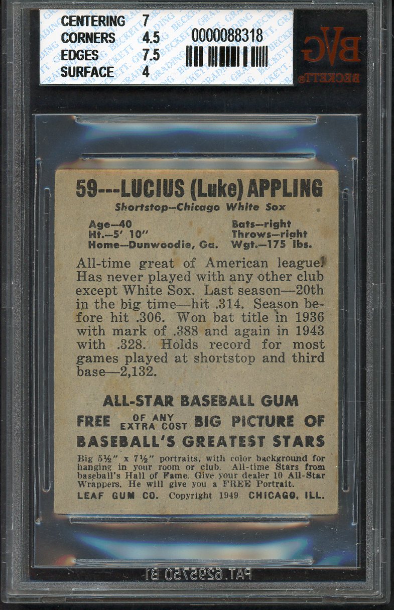 1948 Leaf Baseball #059 Luke Appling White Sox BVG 4.5 VG-EX+ 544737