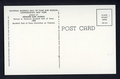 Yellow Hall of Fame Postcard Earl Averill Indians Signed Autographed