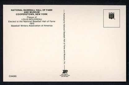 Yellow Hall of Fame Postcard Lou Boudreau Indians Signed Autographed