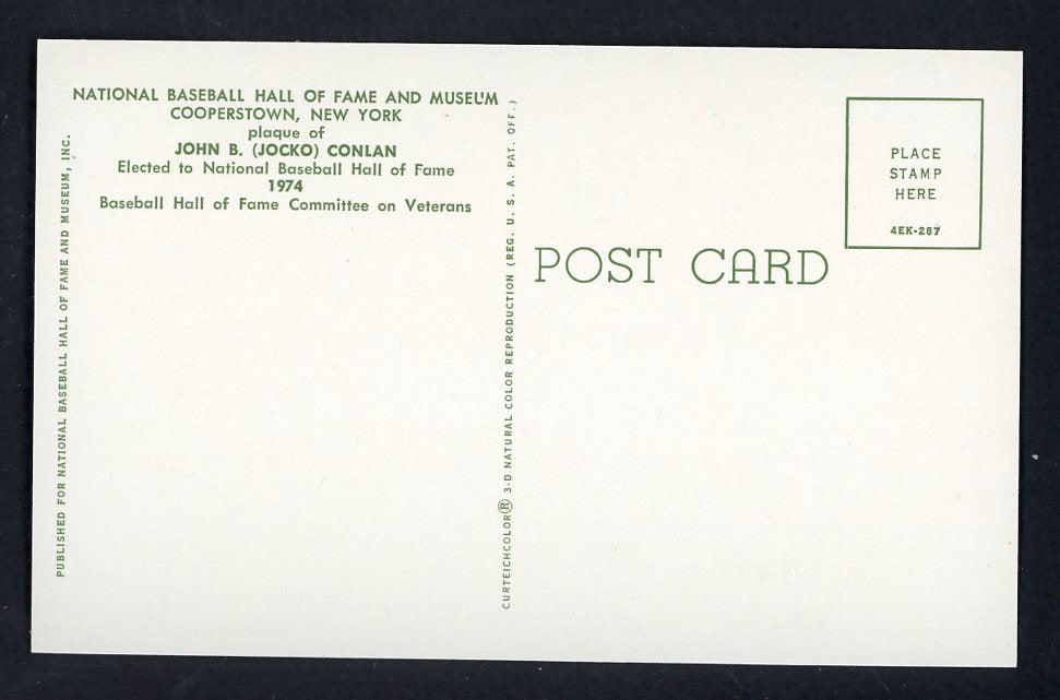Yellow Hall of Fame Postcard Jocko Conlan Umpire Signed Autographed