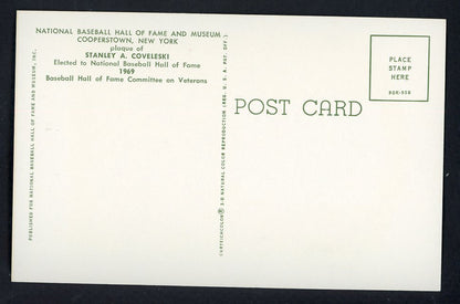 Yellow Hall of Fame Postcard Stan Coveleski Indians Signed Autographed