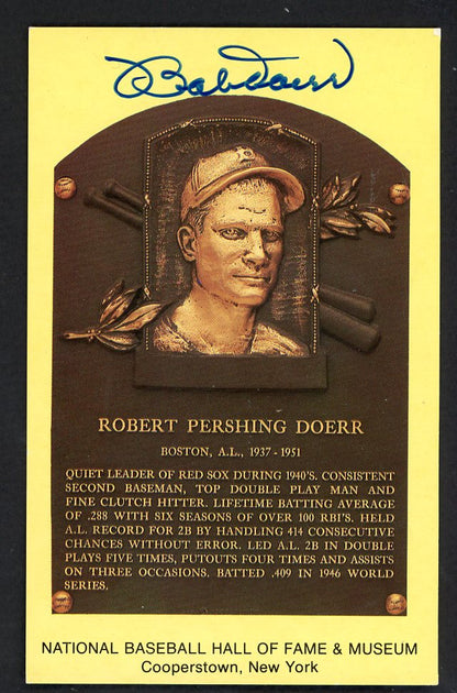 Yellow Hall of Fame Postcard Bobby Doerr Red Sox Signed Autographed