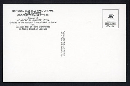 Yellow Hall of Fame Postcard Monte Irvin Giants Signed Autographed