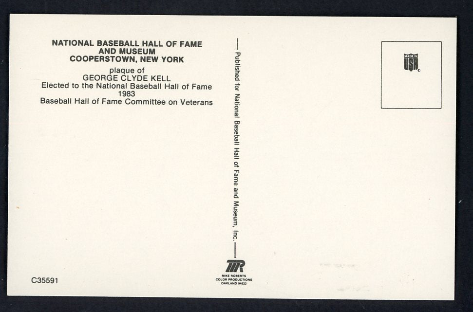 Yellow Hall of Fame Postcard George Kell Tigers Signed Autographed