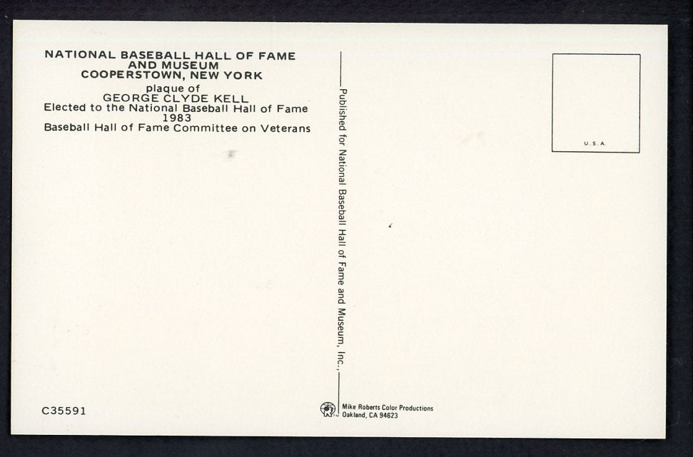 Yellow Hall of Fame Postcard George Kell Tigers Signed Autographed
