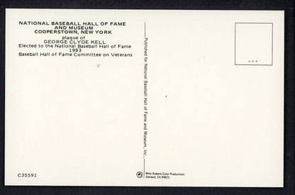 Yellow Hall of Fame Postcard George Kell Tigers Signed Autographed