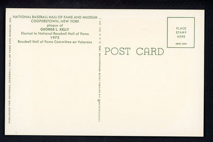 Yellow Hall of Fame Postcard George Kelly Giants Signed Autographed