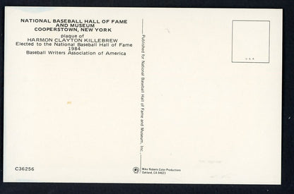 Yellow Hall of Fame Postcard Harmon Killebrew Twins Signed Autographed