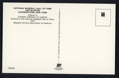 Yellow Hall of Fame Postcard Bob Lemon Indians Signed Autographed