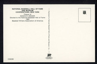 Yellow Hall of Fame Postcard Duke Snider Dodgers Signed Autographed