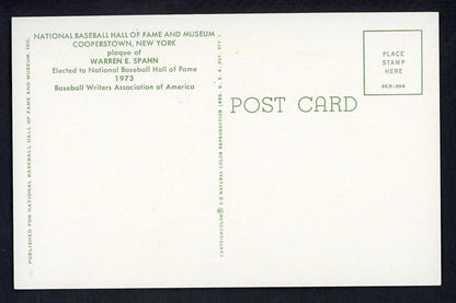 Yellow Hall of Fame Postcard Warren Spahn Braves Signed Autographed