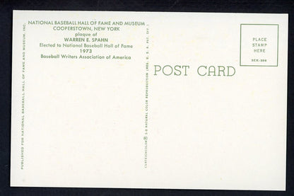Yellow Hall of Fame Postcard Warren Spahn Braves Signed Autographed