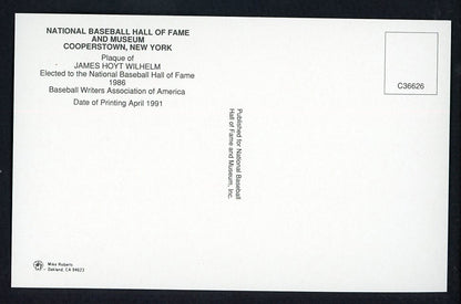 Yellow Hall of Fame Postcard Hoyt Wilhelm Giants Signed Autographed