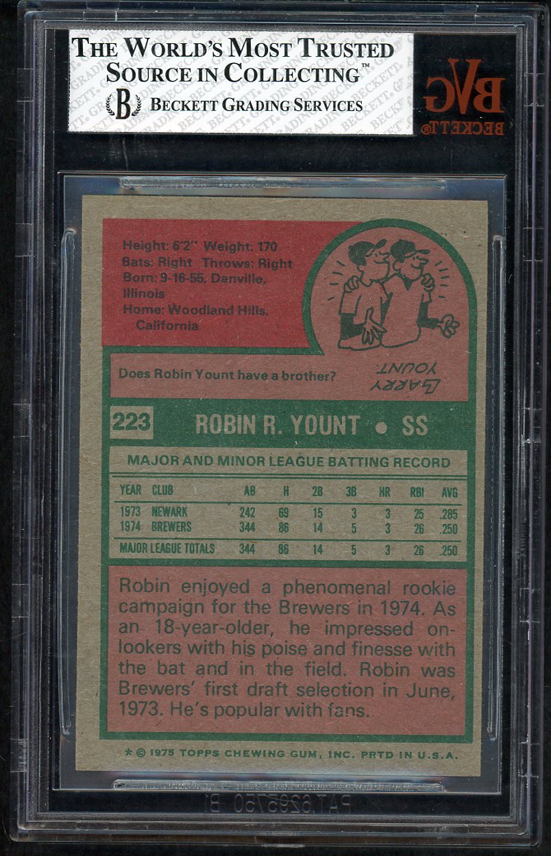 1975 Topps Baseball #223 Robin Yount Brewers BVG 6 EX-MT 545344