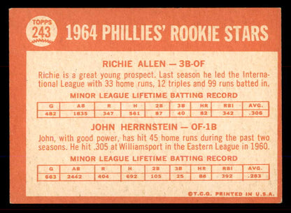 1964 Topps Baseball #243 Richie Allen Phillies EX+/EX-MT 545458