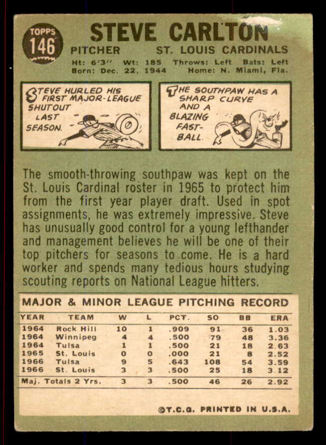 1967 Topps Baseball #146 Steve Carlton Cardinals VG 545772