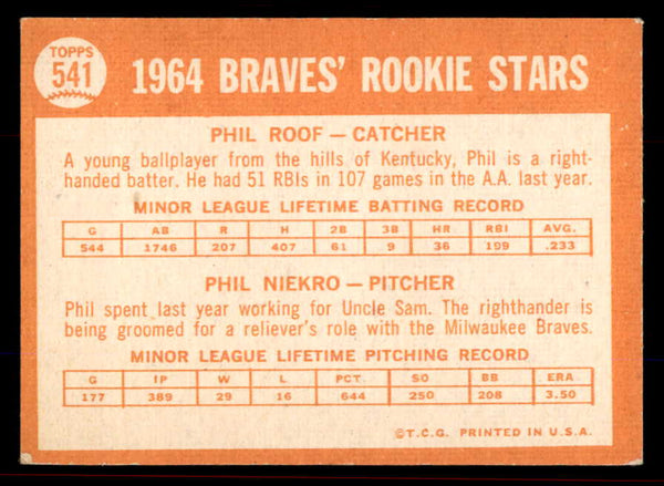 1964 Topps Baseball #541 Phil Niekro Braves EX-MT 545817