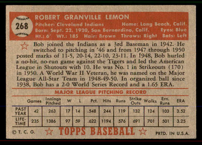 1952 Topps Baseball #268 Bob Lemon Indians Good 545857