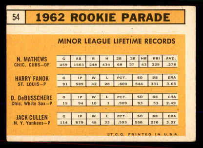 1963 Topps Baseball #054 Dave DeBusschere White Sox VG-EX Variation 545884