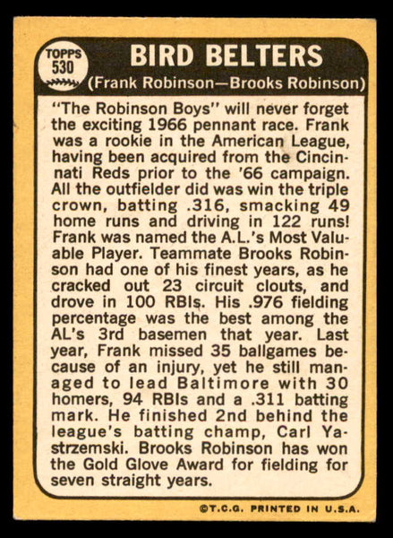 1968 Topps Baseball #530 Brooks Robinson Frank Robinson EX-MT 546093