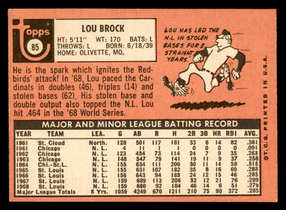 1969 Topps Baseball #085 Lou Brock Cardinals EX+/EX-MT 546131