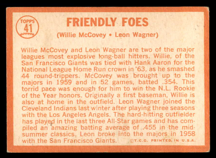 1964 Topps Baseball #041 Willie McCovey Leon Wagner VG-EX 546187