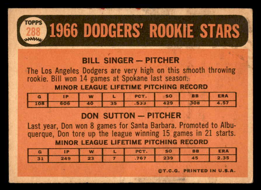 1966 Topps Baseball #288 Don Sutton Dodgers VG-EX 546203