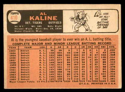 1966 Topps Baseball #410 Al Kaline Tigers VG-EX 546216