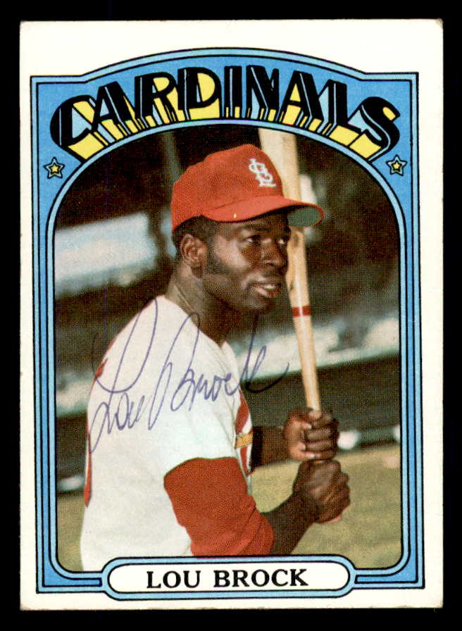 1972 Topps #200 Lou Brock Cardinals Signed Autographed