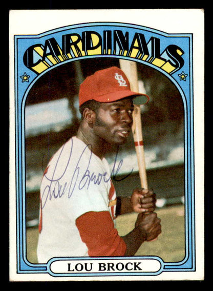 1972 Topps #200 Lou Brock Cardinals Signed Autographed