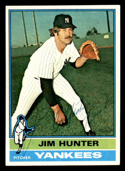 1976 Topps #100 Catfish Hunter Yankees Signed Autographed