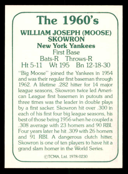 1978 TCMA #230 Bill Skowron Yankees Signed Autographed